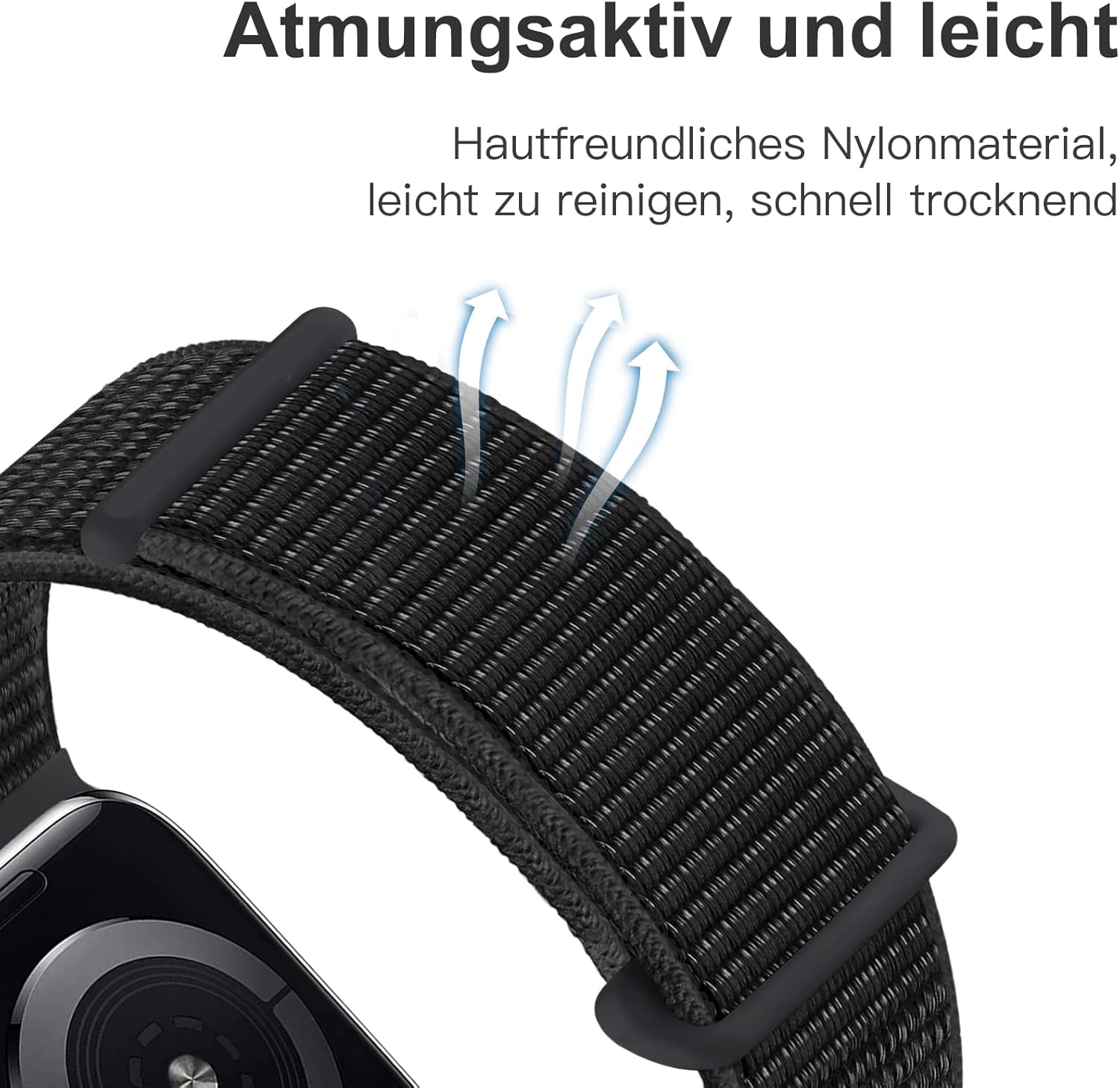 Detalle 2 de Maledan Cinturino Nylon Compatibile Apple Watch 38/40/41mm e 42/44/45/49mm – Nero