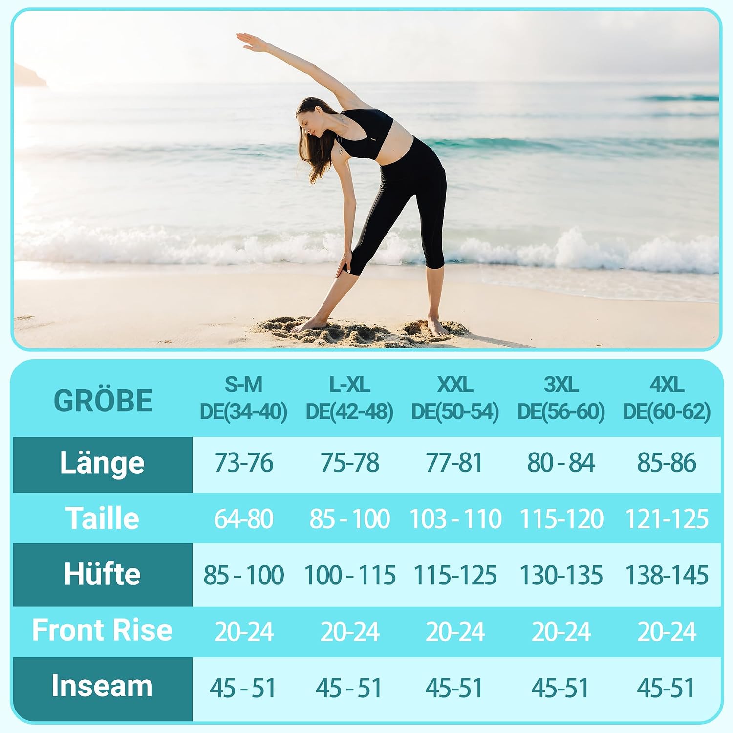 Detalle de HIPOWER 3er Pack Damen Leggings mit Taschen – Capri/3/4 Hose High Waist für Yoga und Fitness