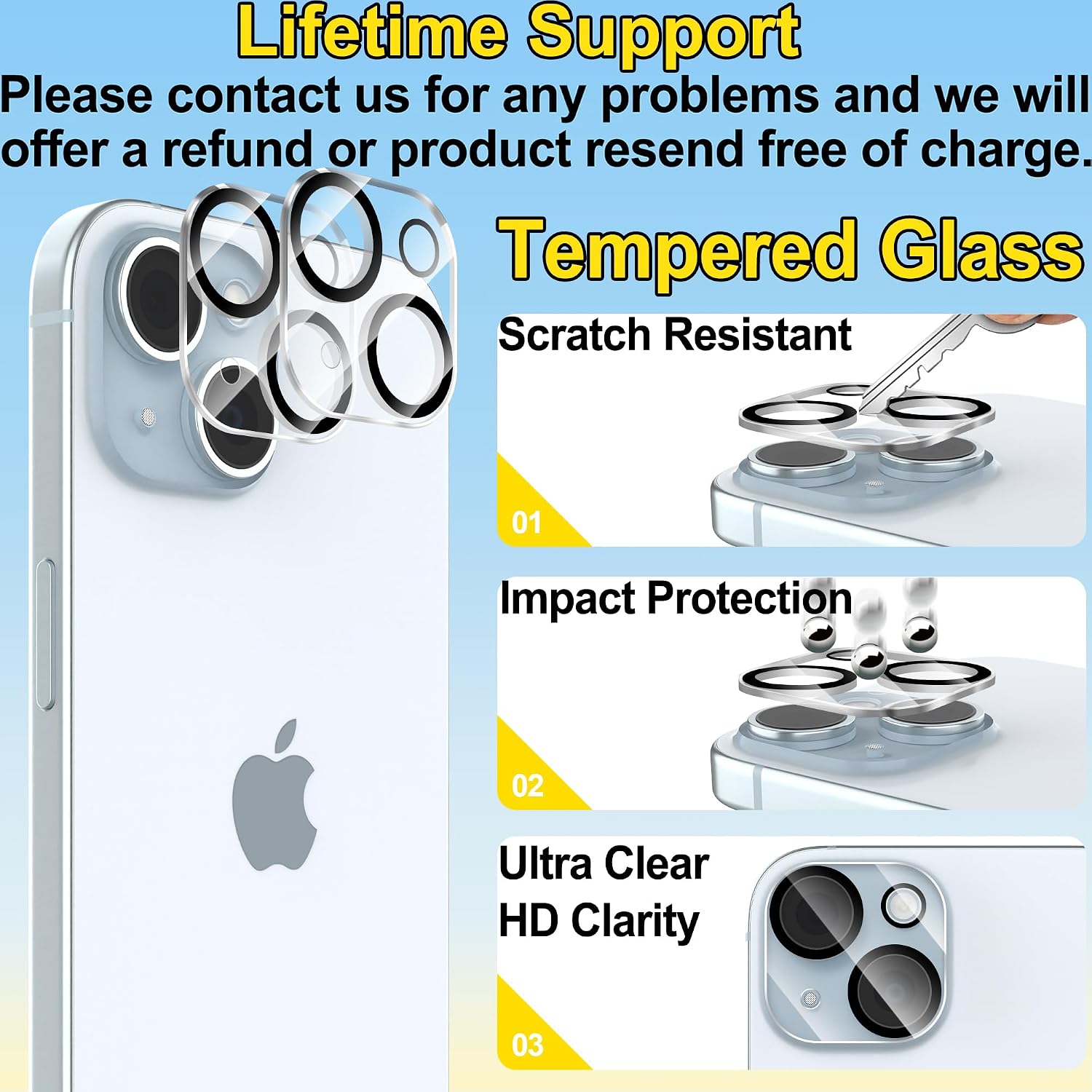 Thumbnail 5 de 4youquality 4‑in‑1 screen protector for iPhone 15