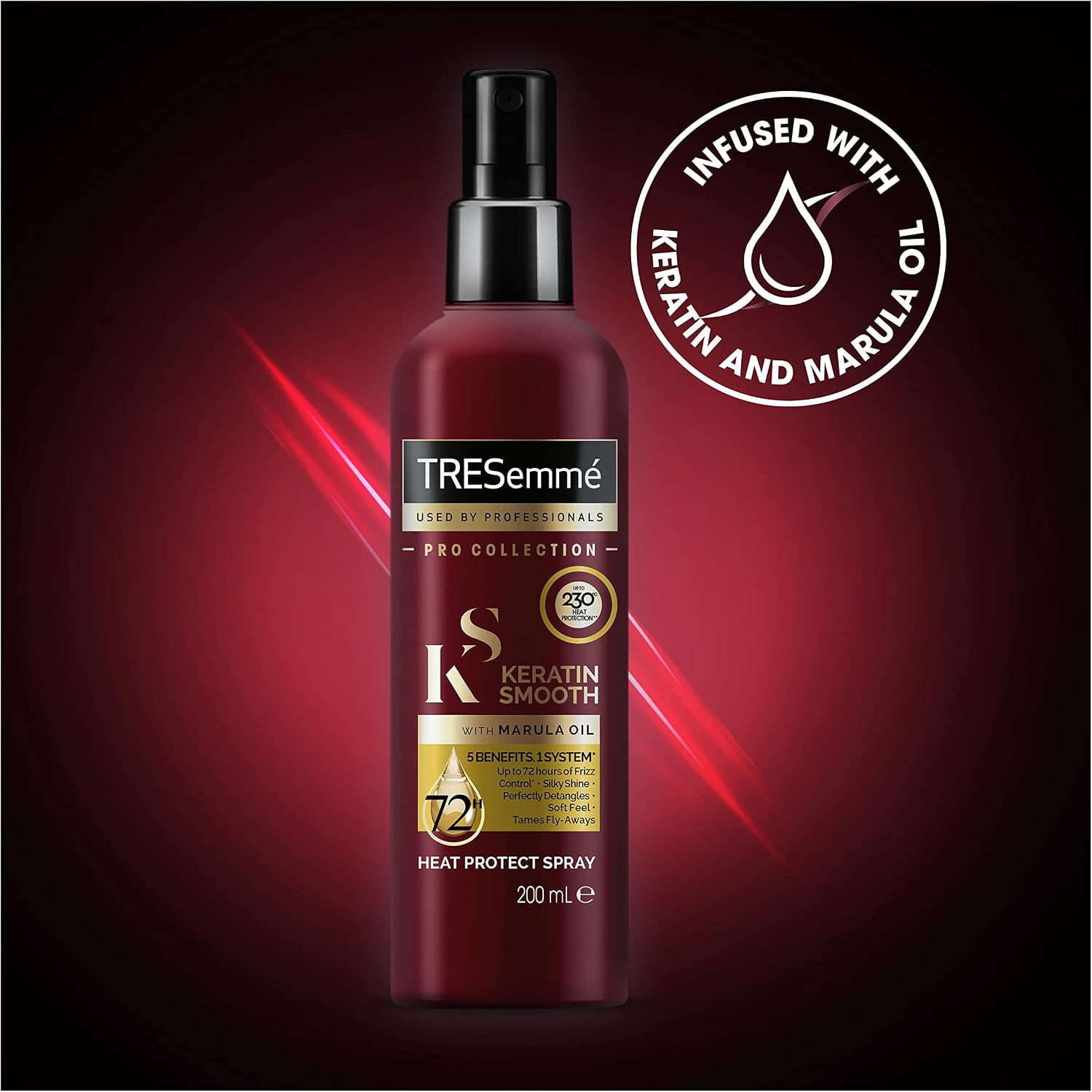Detalle de TRESemmé Keratin värmeskyddande spray, aerosol, 200 ml