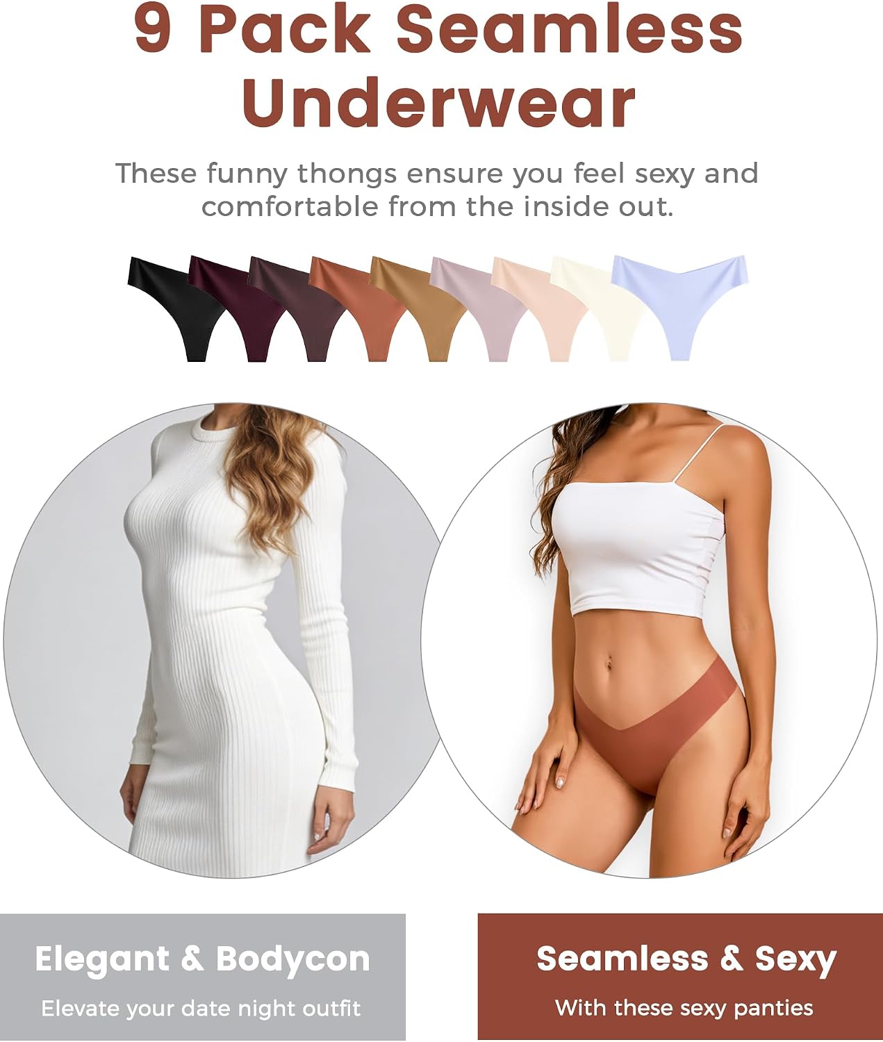 Thumbnail 4 de Take Talk Womens Seamless Thongs 9 Pack: No-Show, V-Waisted Comfort