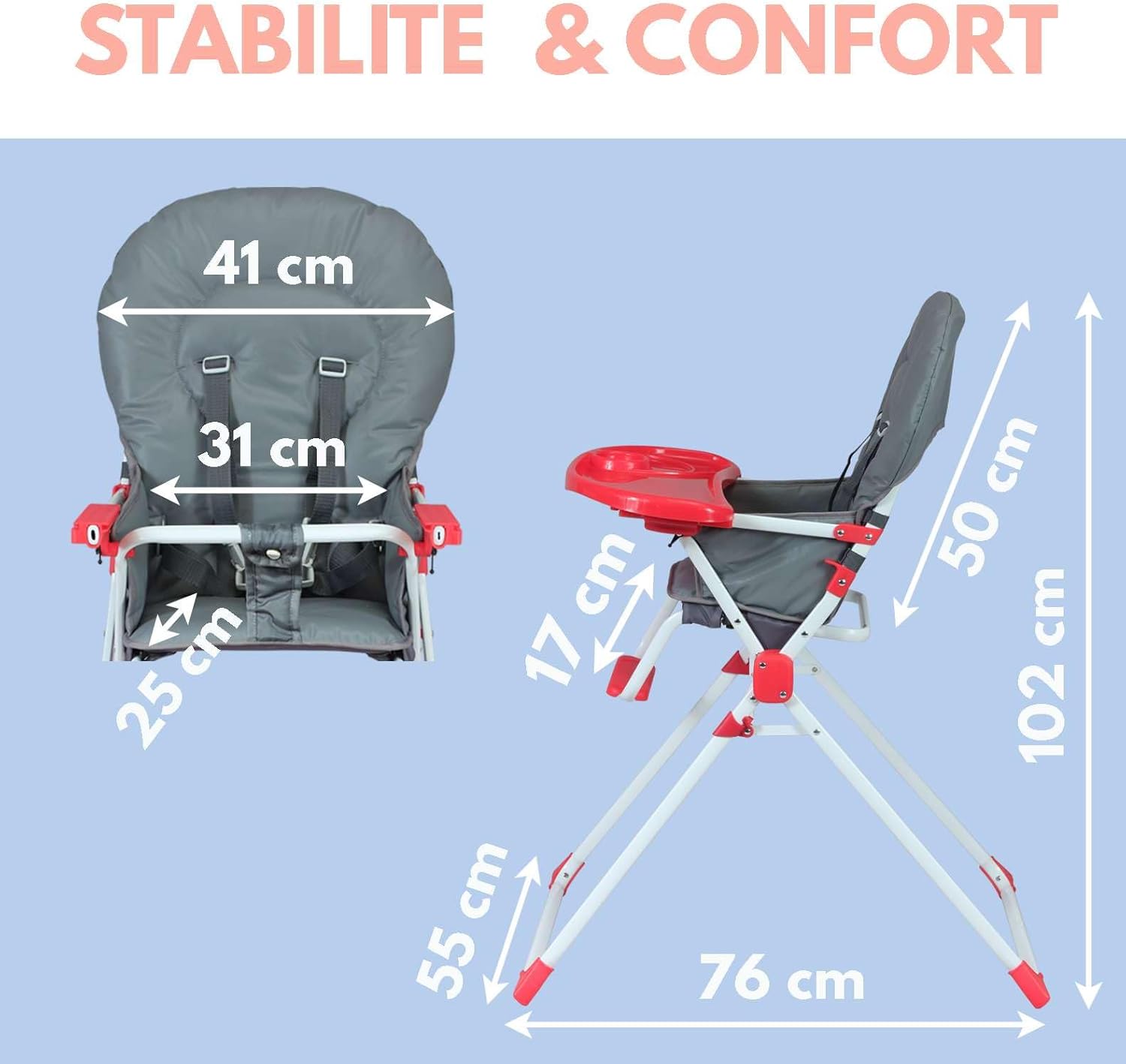 Thumbnail 6 de Bambisol Chaise Haute Bébé Pliable Fixe – Ultra Compacte, légère et pratique
