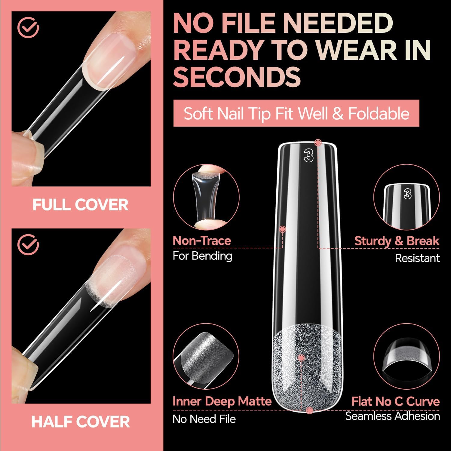 Thumbnail 5 de Extra Long Square Nail Tips, 120 Pieces