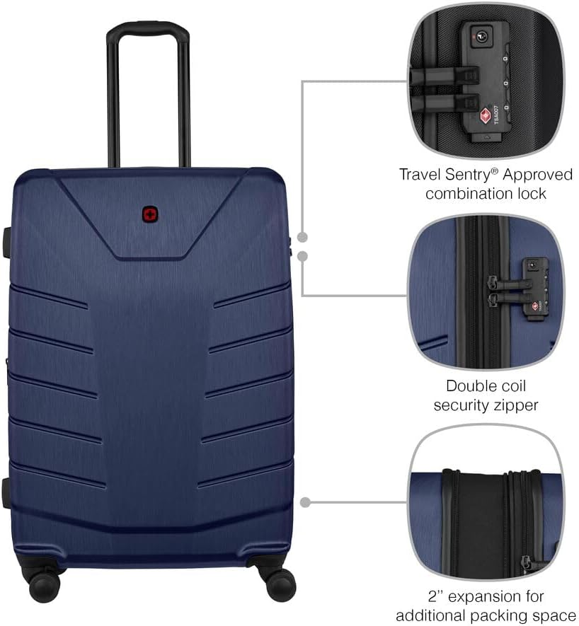 Detalle de WENGER Pegasus Large Hard-Shell Suitcase with 4 Wheels (610852) – Estate Blue, 99–115 L