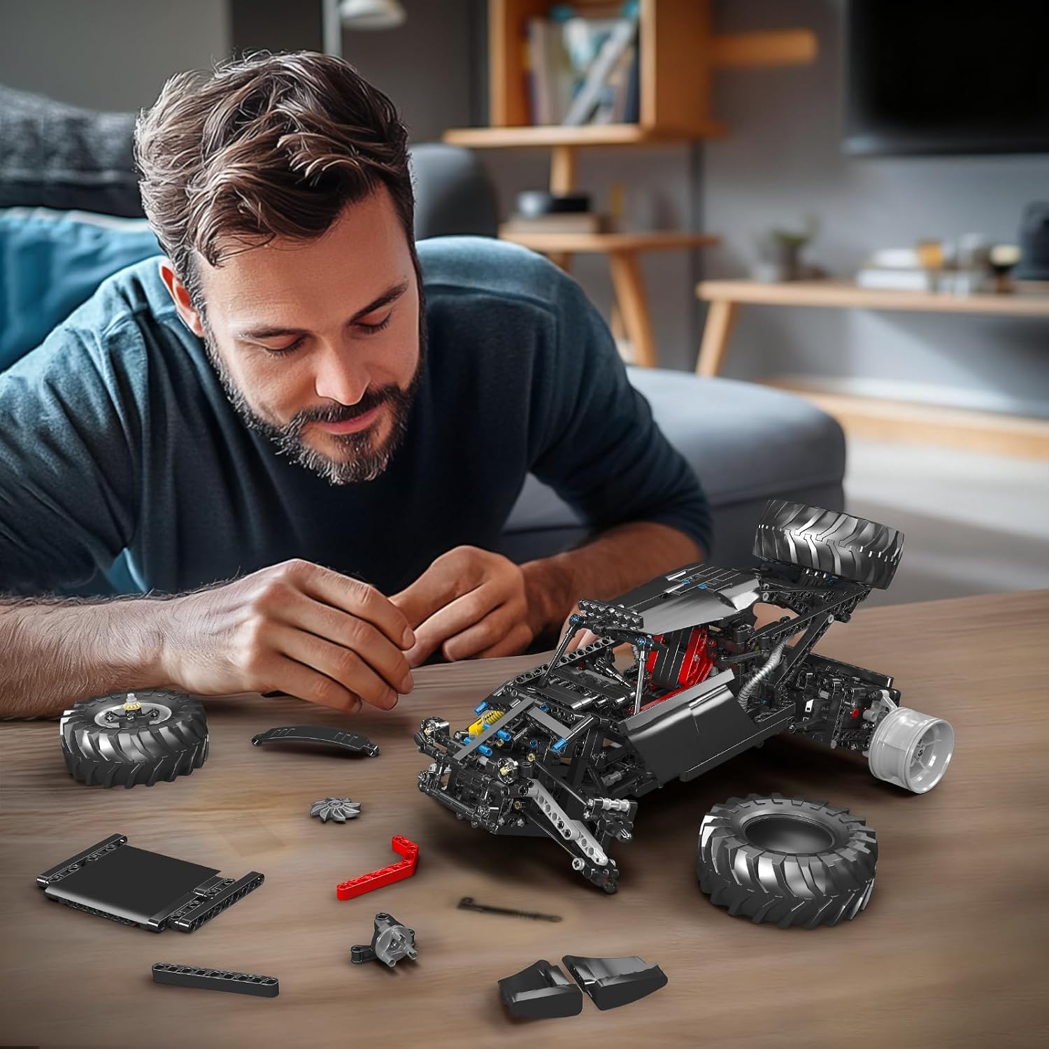 Detalle de Mould King 18038 Ferngesteuerter Geländewagen – 1016 Teile, Dual-Control Bausatz