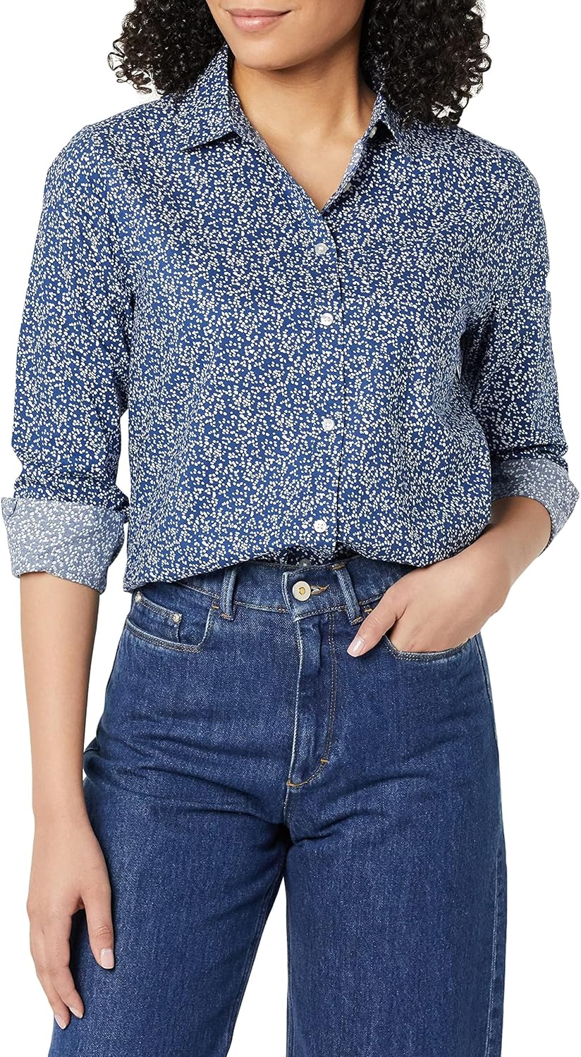 Thumbnail 6 de Camicia Amazon Essentials da donna in popeline di cotone a maniche lunghe con bottoni sul colletto, vestibilità classica