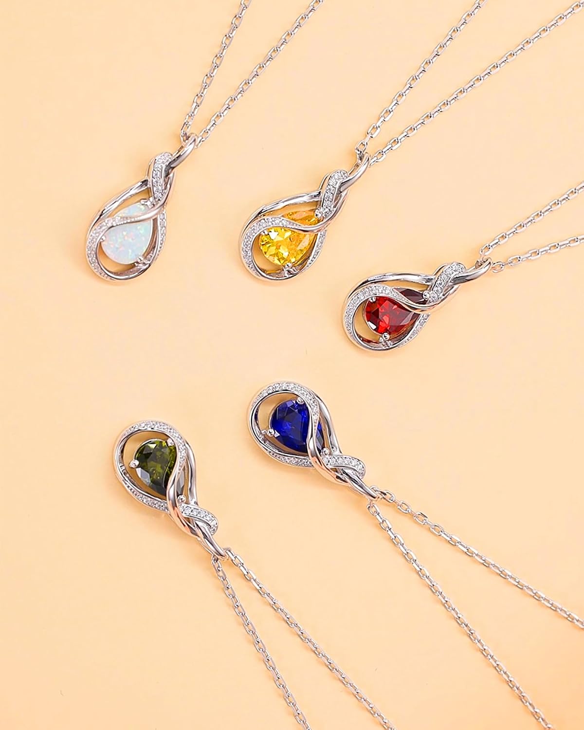Thumbnail 2 de FANCIME TimelessTie Geburtstein Halskette für Damen – 925er Sterling Silber mit Mondstein (Juni) und Zirkonias
