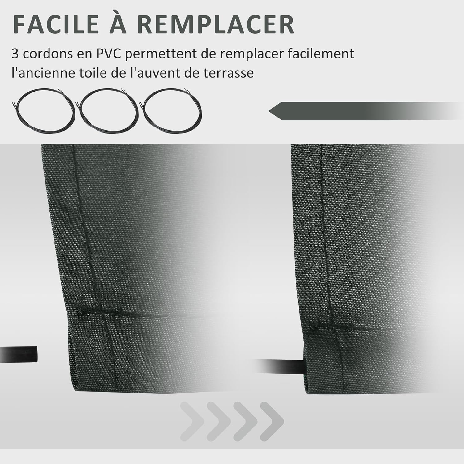 Thumbnail 3 de Outsunny Toile de Rechange Store banne 3,82×2,4 m gris