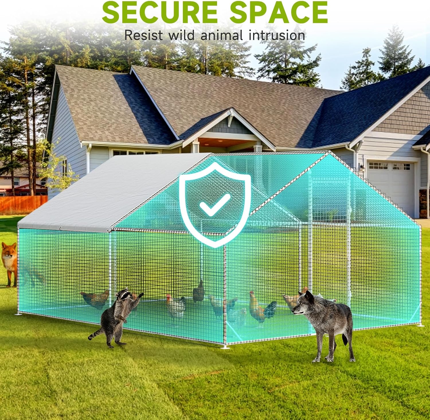 Detalle 2 de Chicken Coop with Run, 13.1 x 9.8 x 6.6 ft
