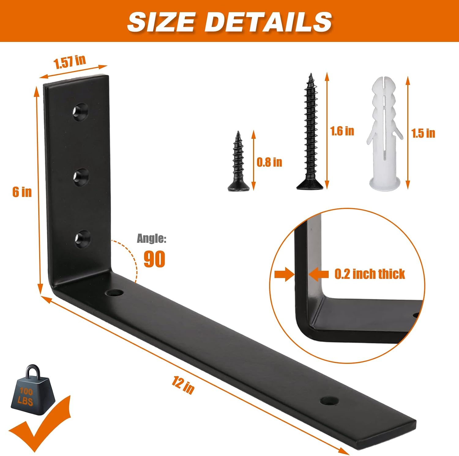 Thumbnail 1 de MLOQI 6 Pack Shelf Brackets 5mm steel