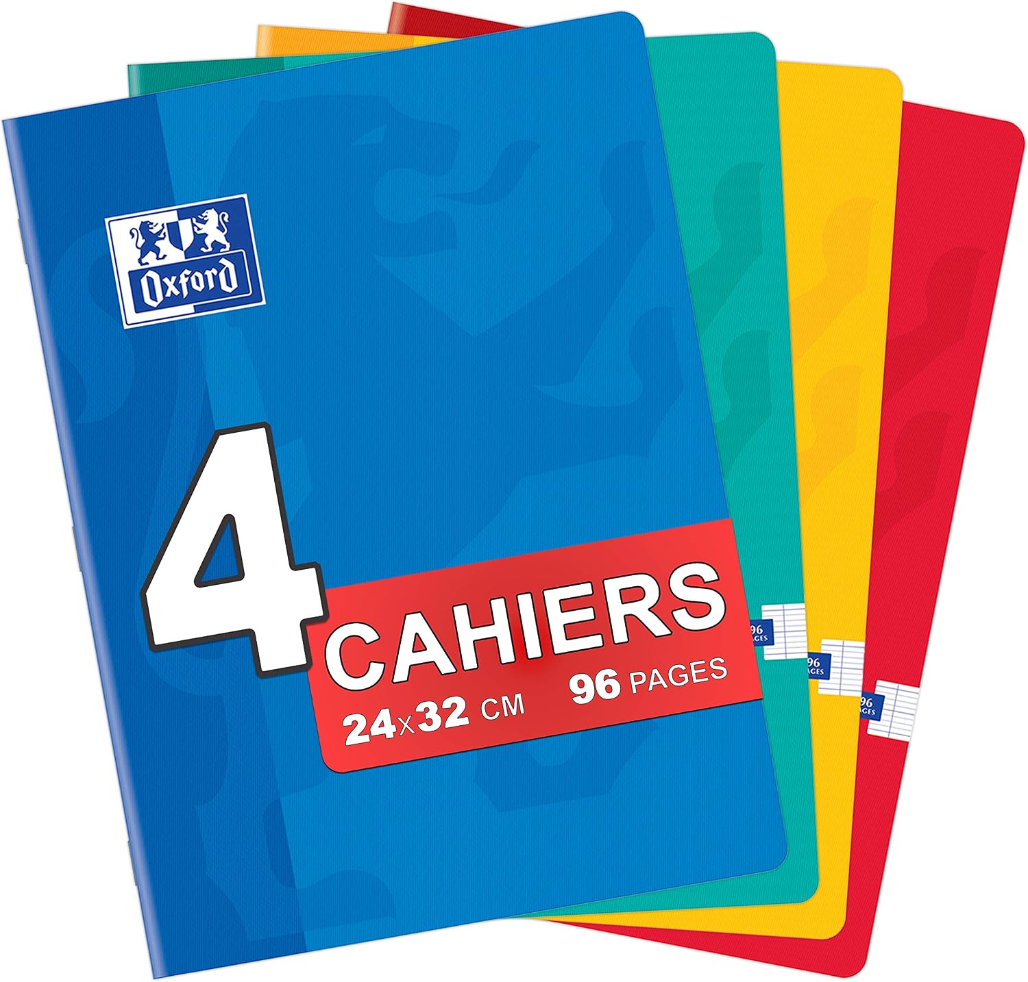 Detalle de OXFORD Lot de 4 Cahiers Color Life 24x32 cm — 96 pages, Seyès grands carreaux