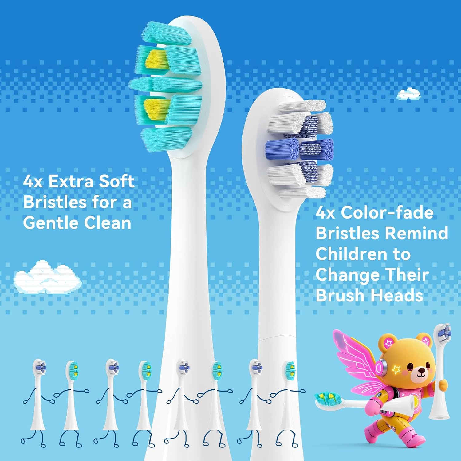 Detalle 2 de SEAGO Kids Electric Toothbrush with 8 Brush Heads