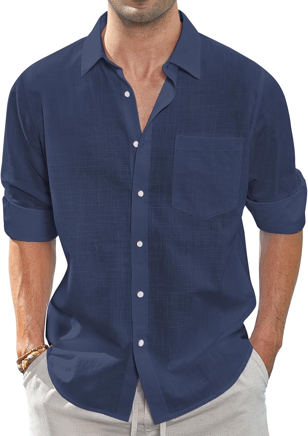 Thumbnail 6 de J.VER Leinenhemd Herren Langarmhemd Regular Fit (Baumwolle/Leinen) – Business & Sommer Beach Casual