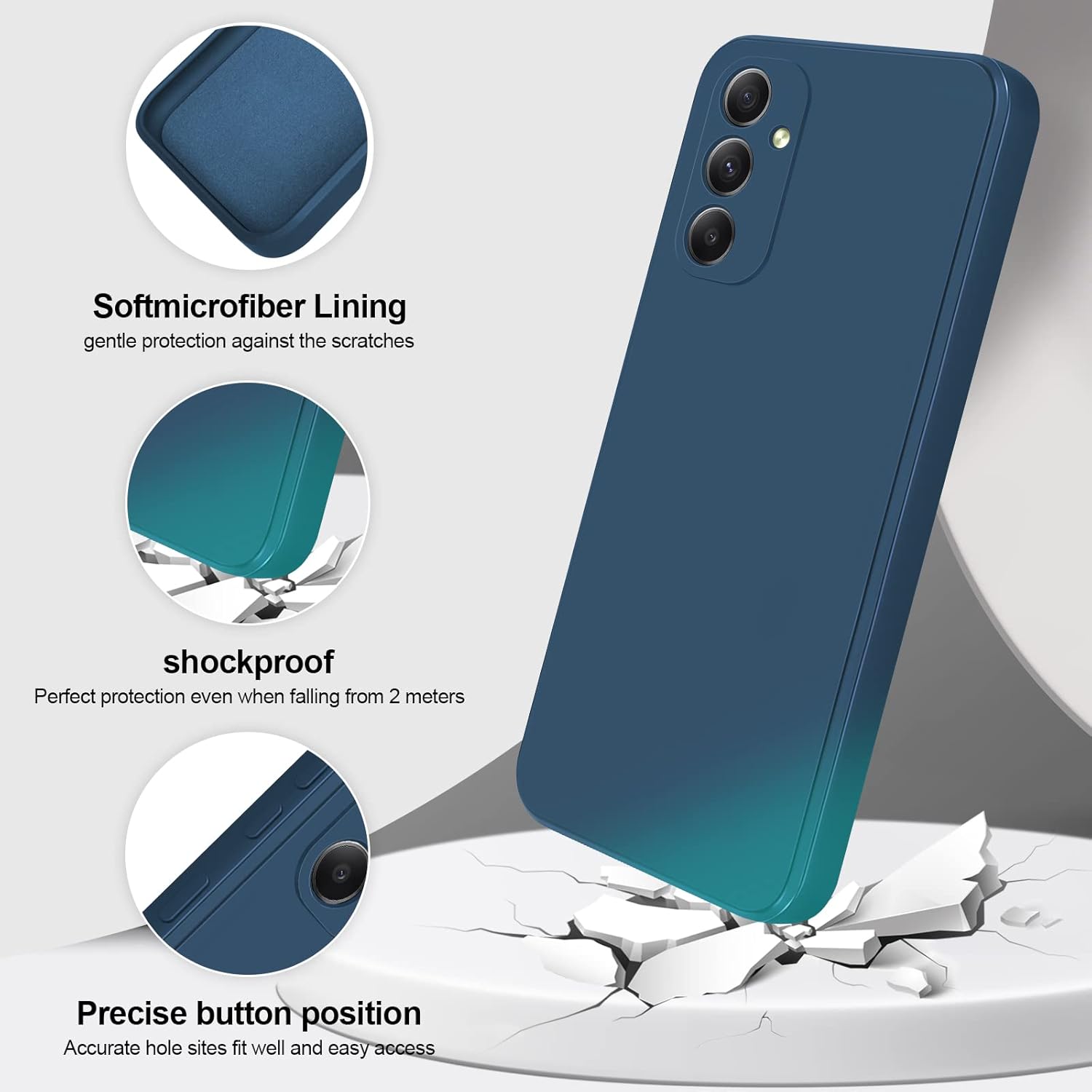 Thumbnail 1 de GiiYoon Hülle aus Flüssigsilikon für Samsung Galaxy A34 5G – Blau, Rundumschutz