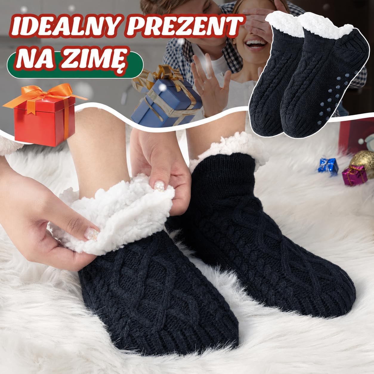 Thumbnail 6 de Niorasen skarpety-kapcie z polarową podszewką i silikonowymi punktami