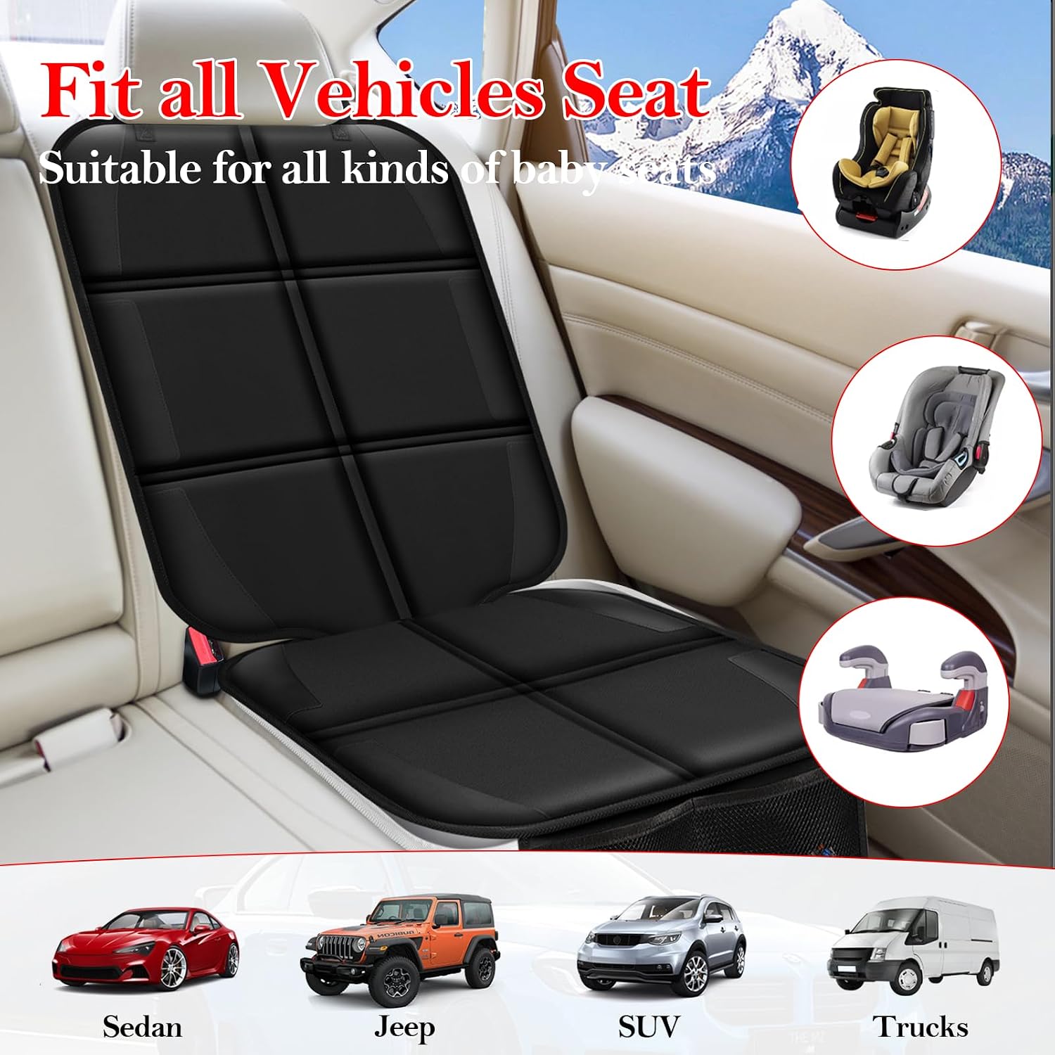 Thumbnail 6 de Meolsaek Car Seat Protector Waterproof 600D Thick with Non-Slip Backing – Black