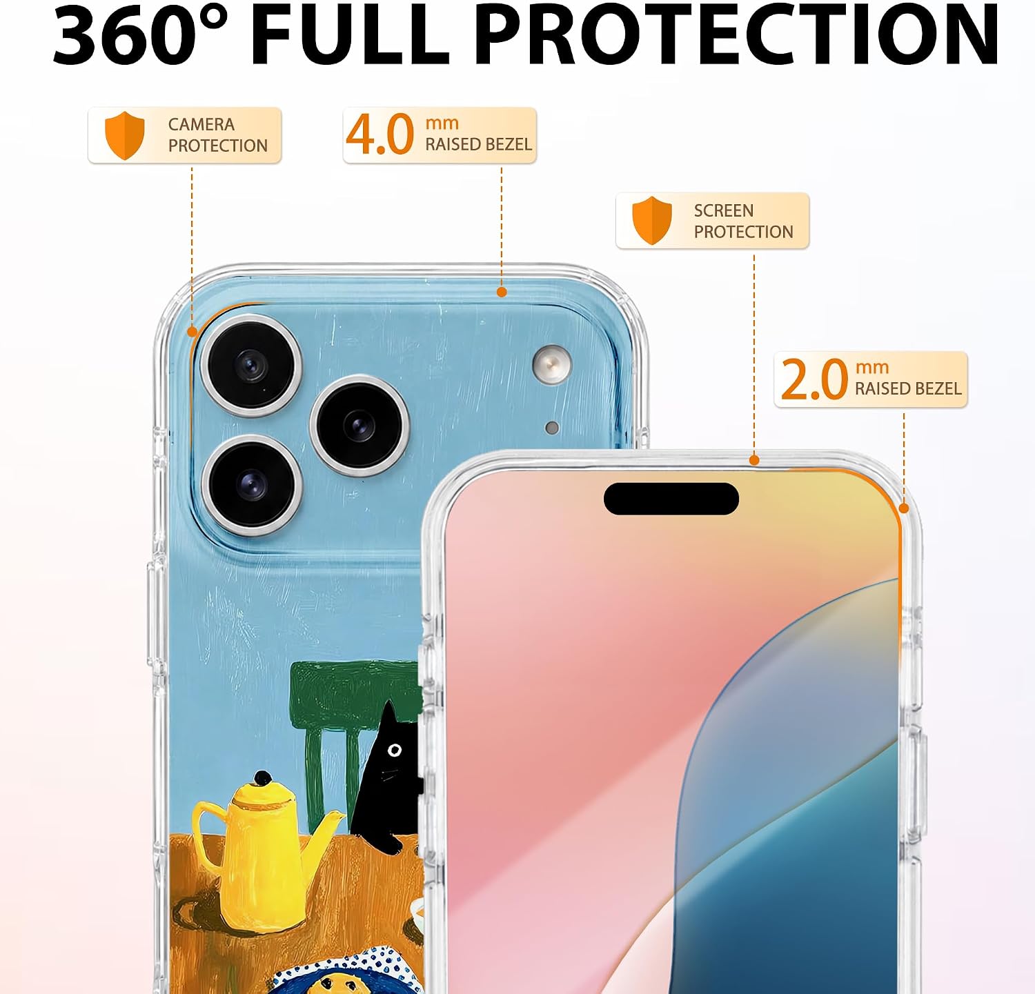 Detalle de GEQCDBN iPhone 17 Pro TPU Case with Cat Afternoon Tea Print