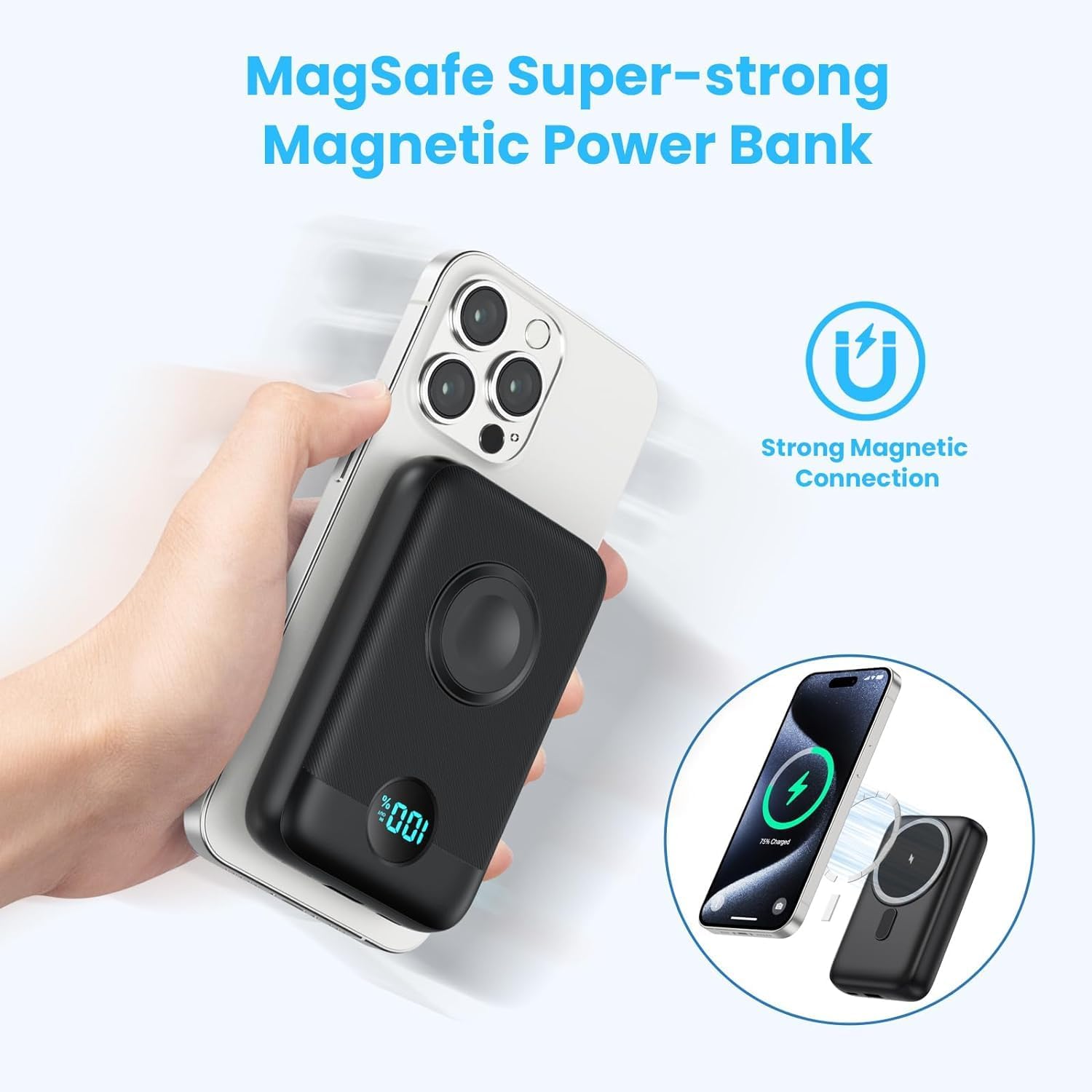 Detalle de Magnetic Power Bank 10800mAh 4-in-1 Wireless Portable Charger with iWatch Charger