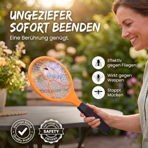 Detalle 2 de GOODS+GADGETS Elektrische Fliegenklatsche – Elektro Mückenklatsche
