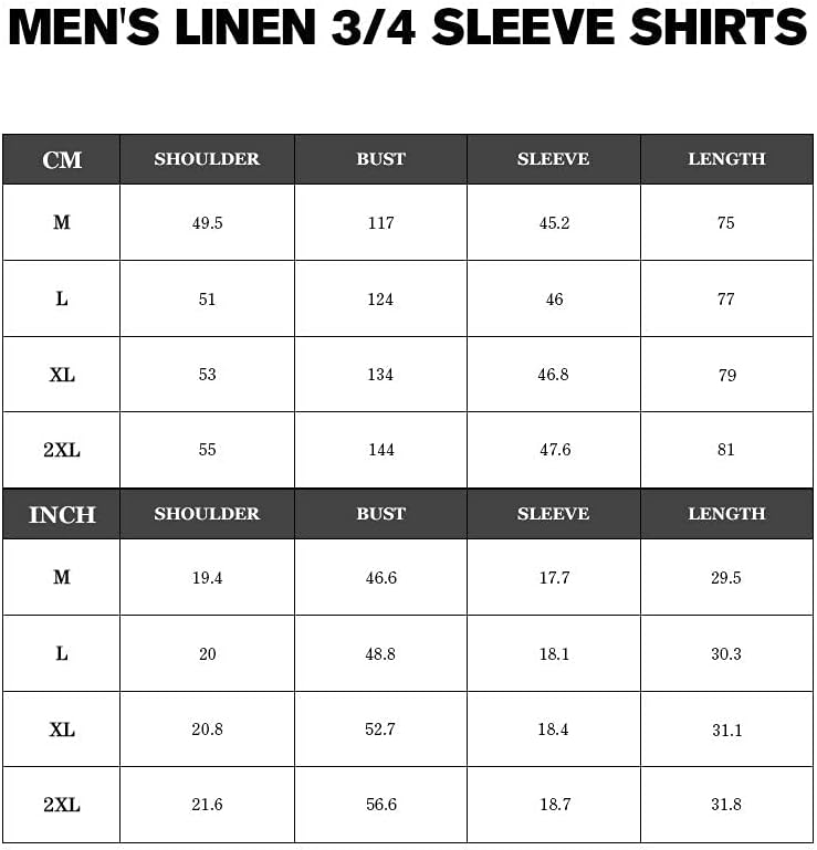Thumbnail 4 de Ryannology Men's Linen Shirts with 3/4 Sleeve Henley: Lightweight Summer Comfort