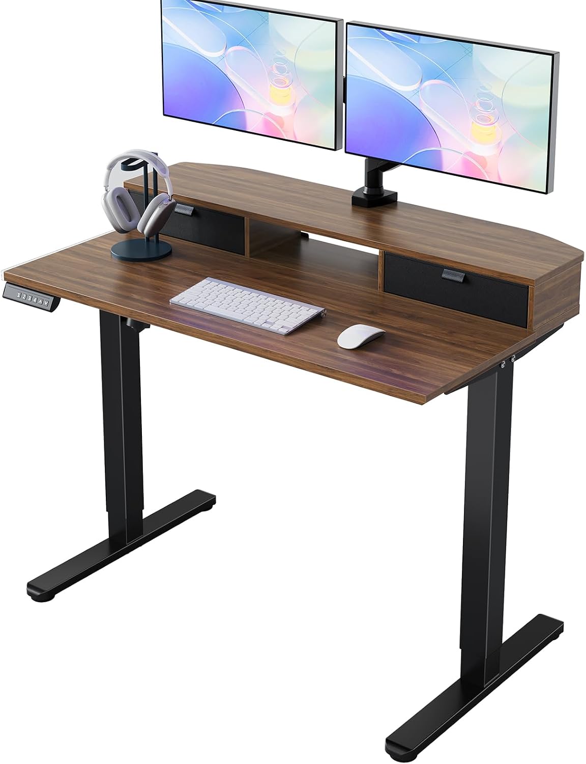 Detalle de HUANUO HNESD247W-100B-EU elektrisch verstelbaar bureau 100 x 60 cm met laden