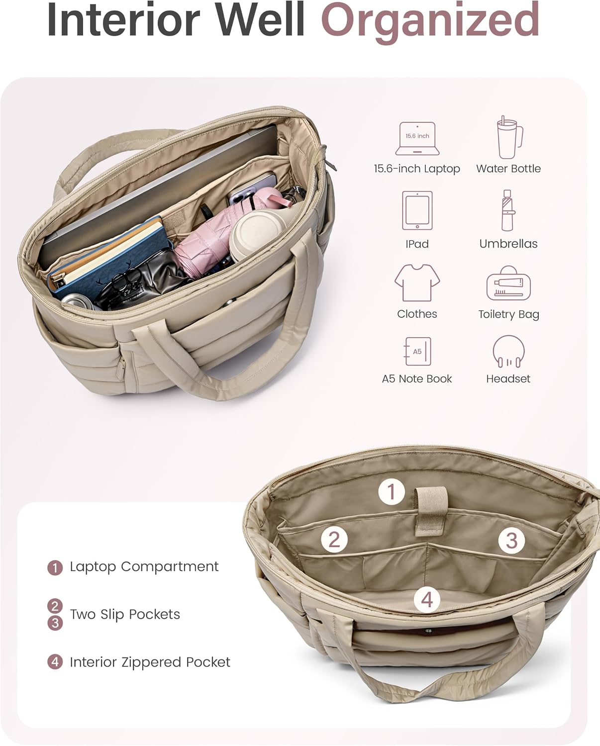 Detalle 1 de Uselike Quilted Tote Bag, 20L