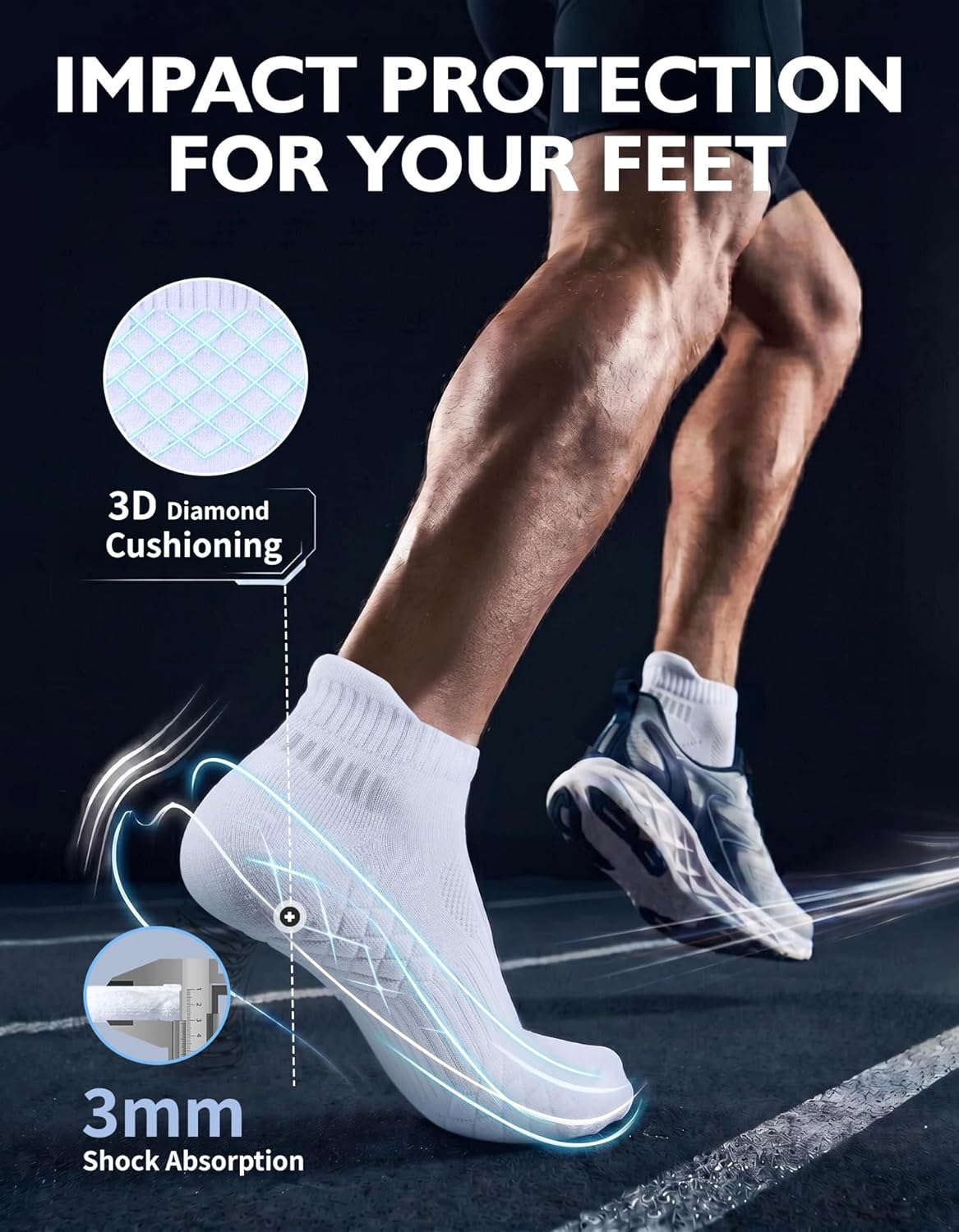 Thumbnail 1 de CLOSEMATE Calzini da Corsa Uomo 6 Paia – Cotone 85% con Supporto Arco, Grip Antiscivolo e Ammortizzanti