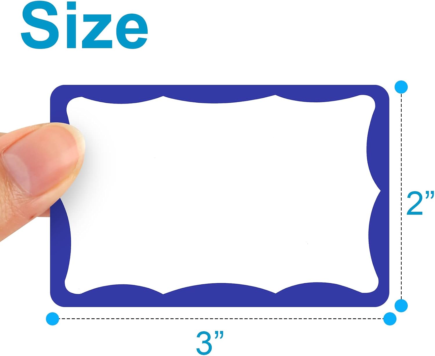 Detalle 2 de Utron TF004 Name Tag Stickers, 3in x 2in White Labels with Blue Border