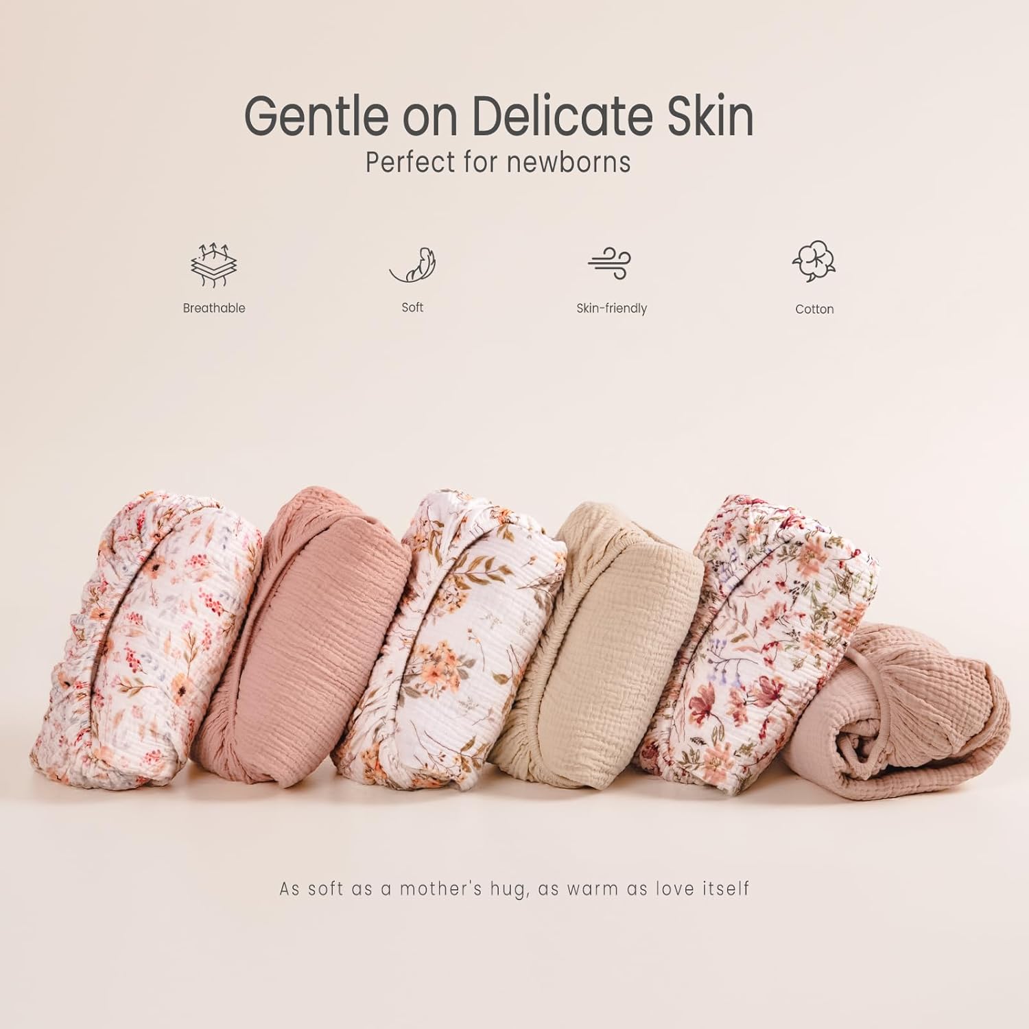 Detalle de lulumoon cb7 Muslin Crib Sheets, 100% Cotton, Floral, 2-Pack