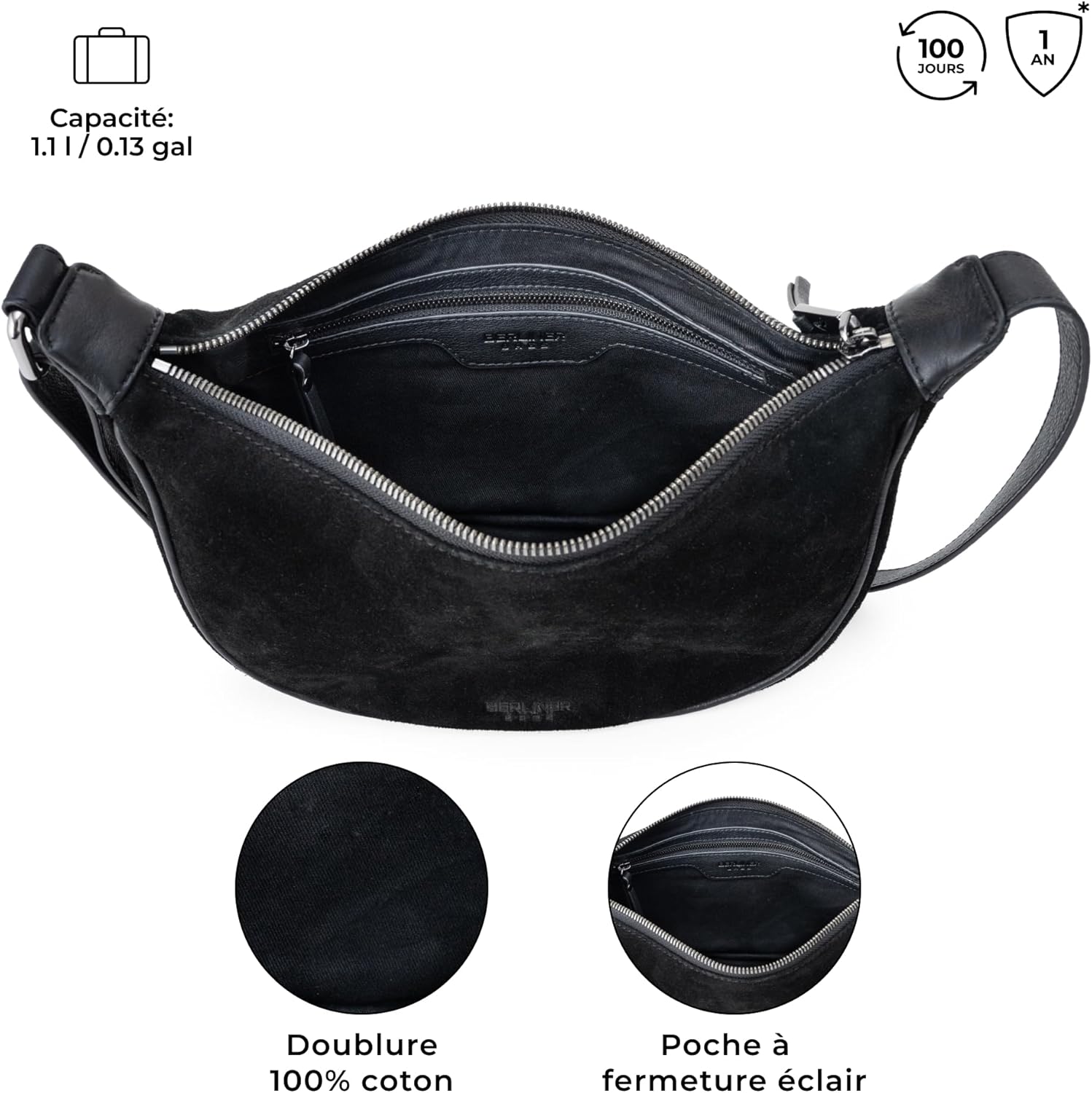 Thumbnail 3 de Berliner Bags Luna : sac à main porté épaule en cuir suédé pour femme