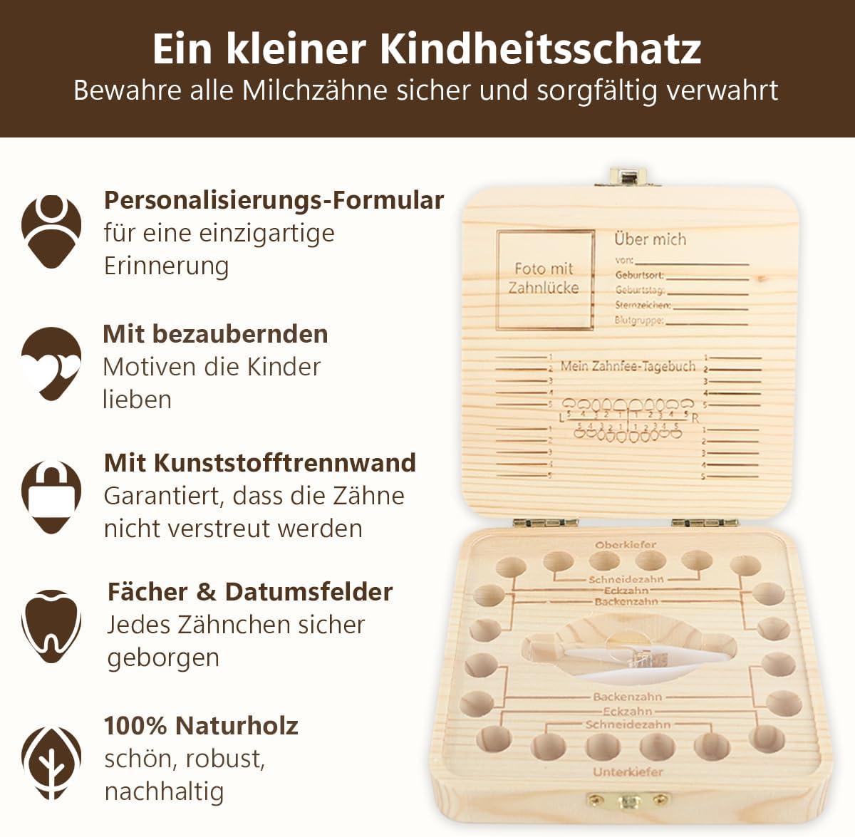 Thumbnail 2 de Gzxhsy Milchzahndose Zahnfee Geschenkset mit 2 Münzen, Lupe & Brief – zahnbox für Milchzähne