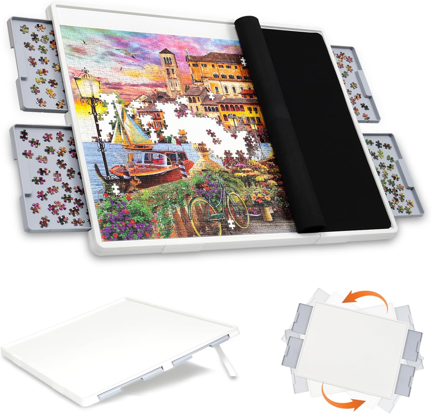 Detalle de WELGEE 1500-Piece Tilting Rotating Puzzle Board 35x27
