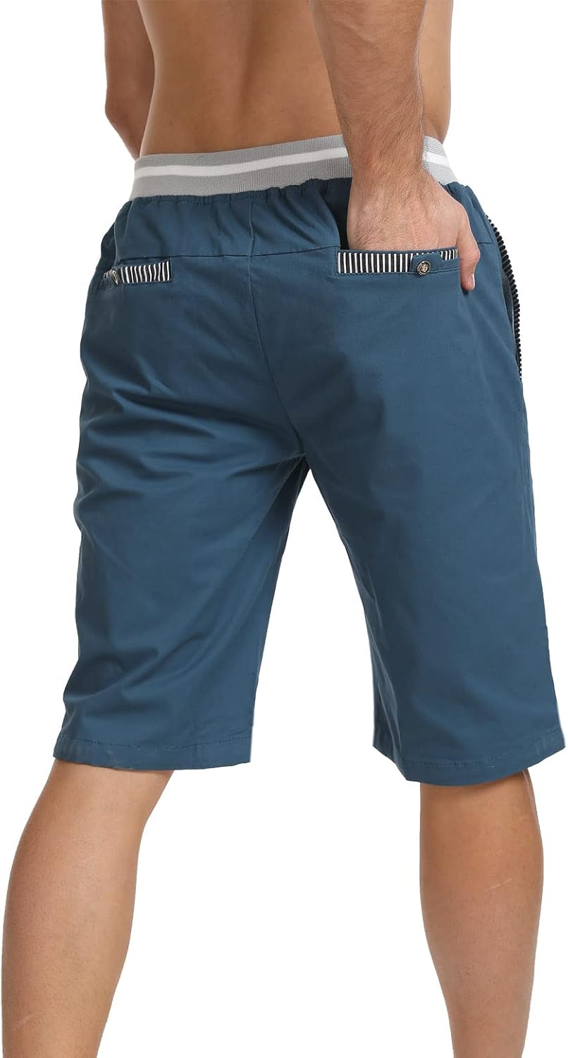 Detalle de JustSun Kurze Hosen Herren Shorts Chino Baumwolle mit Tunnelzug
