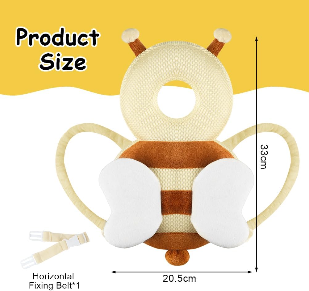Thumbnail 1 de Vicloon Protezione per la Testa del Bambino – Ape Beige con Ginocchiere, protezione testa morbida e traspirante per gattonare e camminare