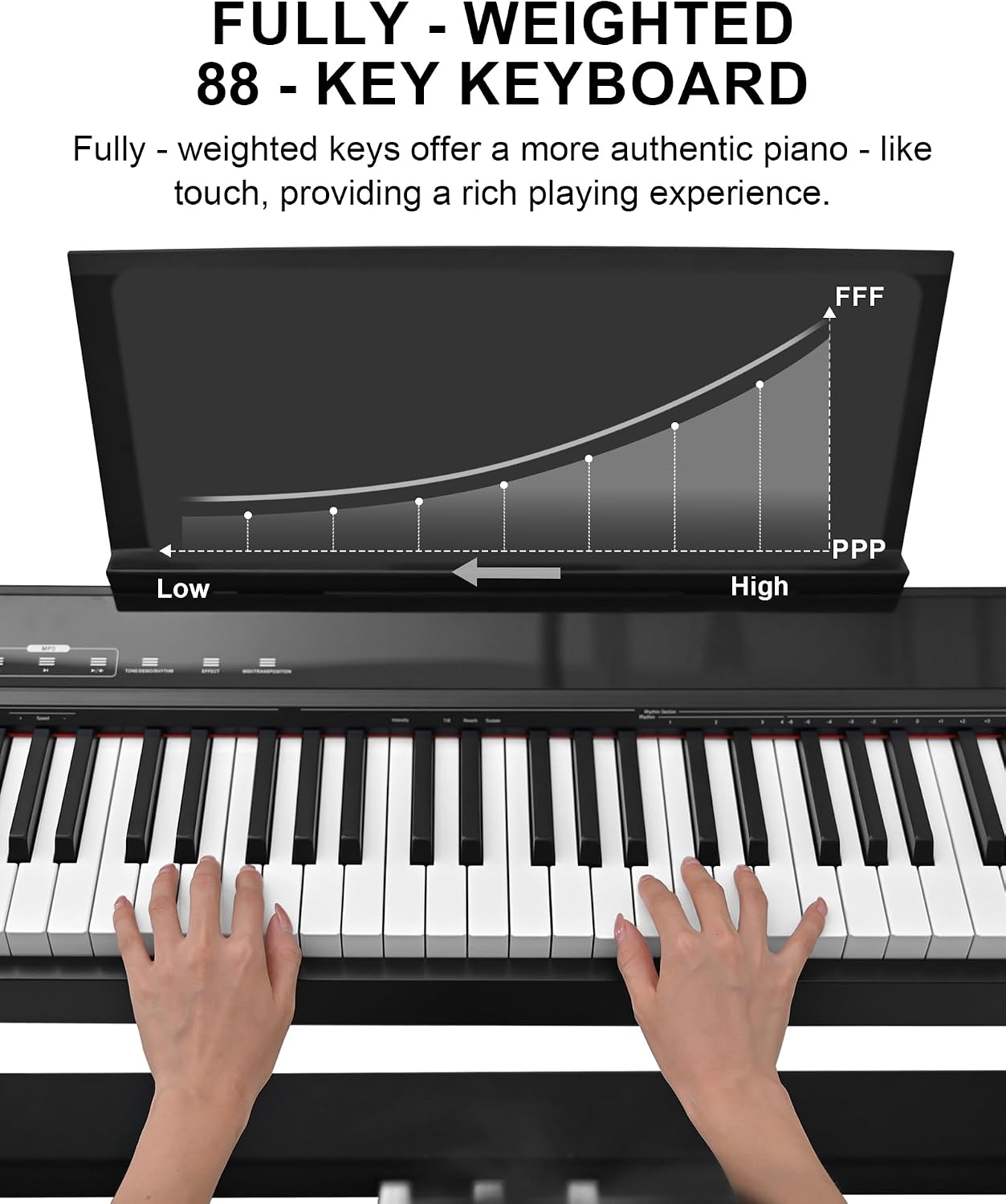 Detalle de KEYIVOX S-200 88-Key Weighted Digital Piano with Hammer Action and Triple Pedal