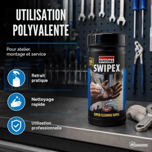 Detalle de Soudal Swipex Boîte de 100 Lingettes – Solutions pratiques pour les professionnels