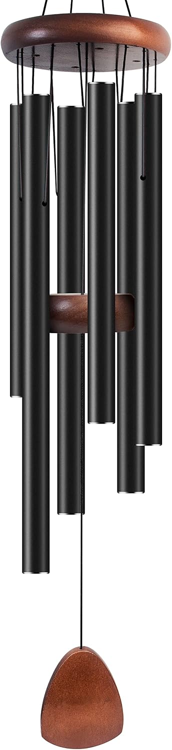 Detalle de Bursvik Classic 37" Black Aluminum Wind Chime for Outdoor Spaces