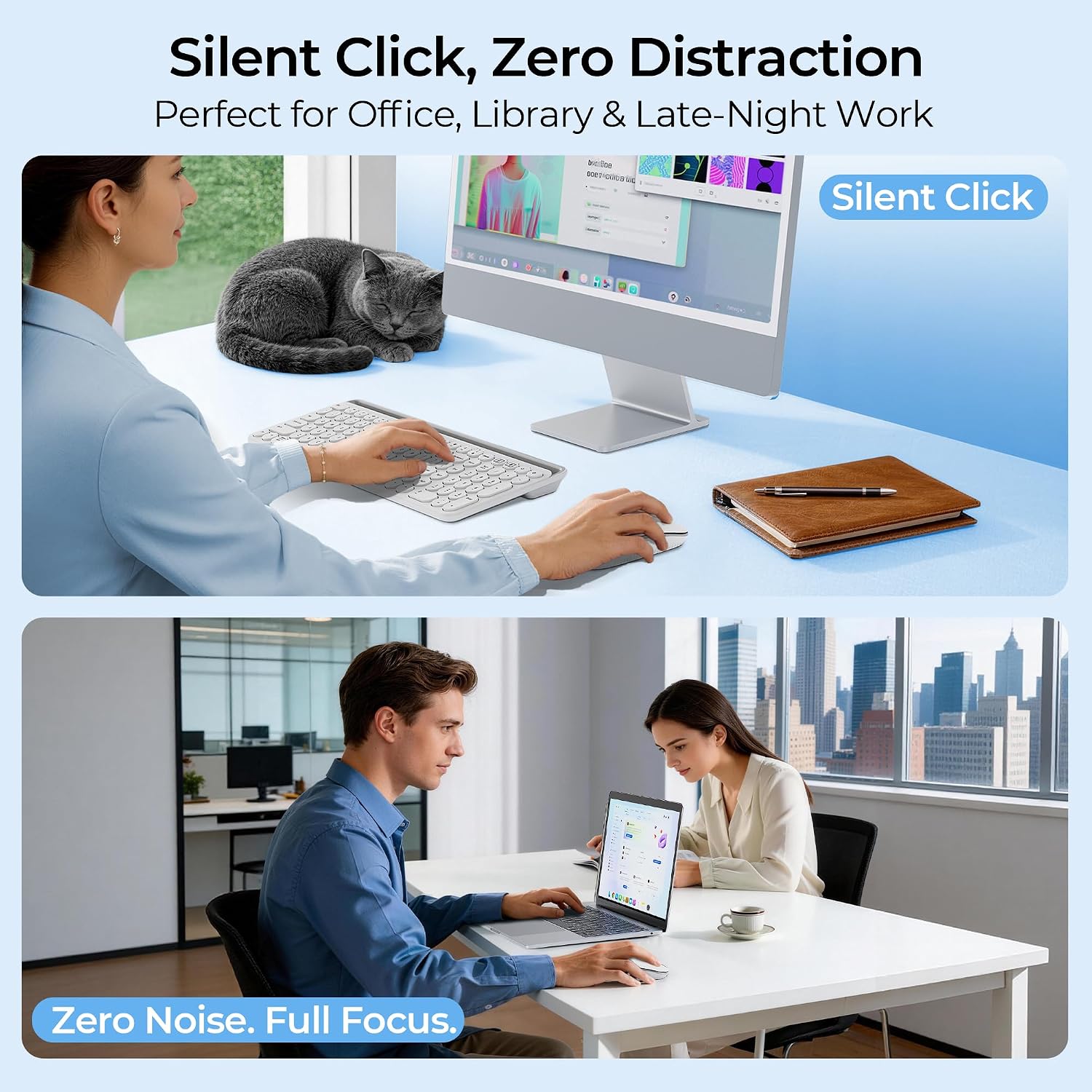 Detalle de Seenda MOU001 Wireless Bluetooth Mouse: Multi-Device, Rechargeable and Quiet