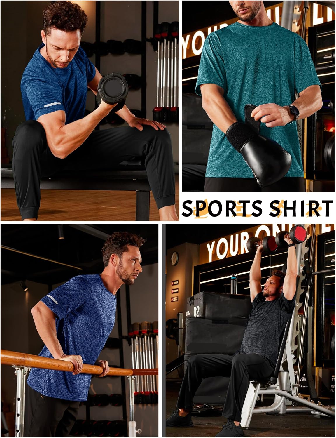 Thumbnail 5 de TACVASEN Herren Meliertes Sportshirt Kurzarm