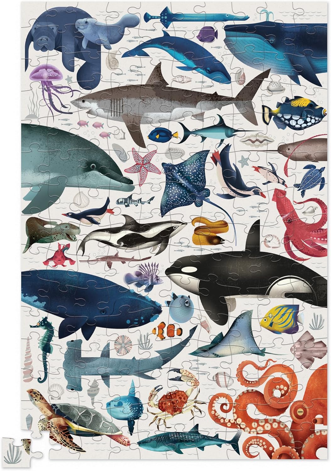 Detalle 1 de Crocodile Creek Ocean Animals Puzzle – 150 Pieces in Tin