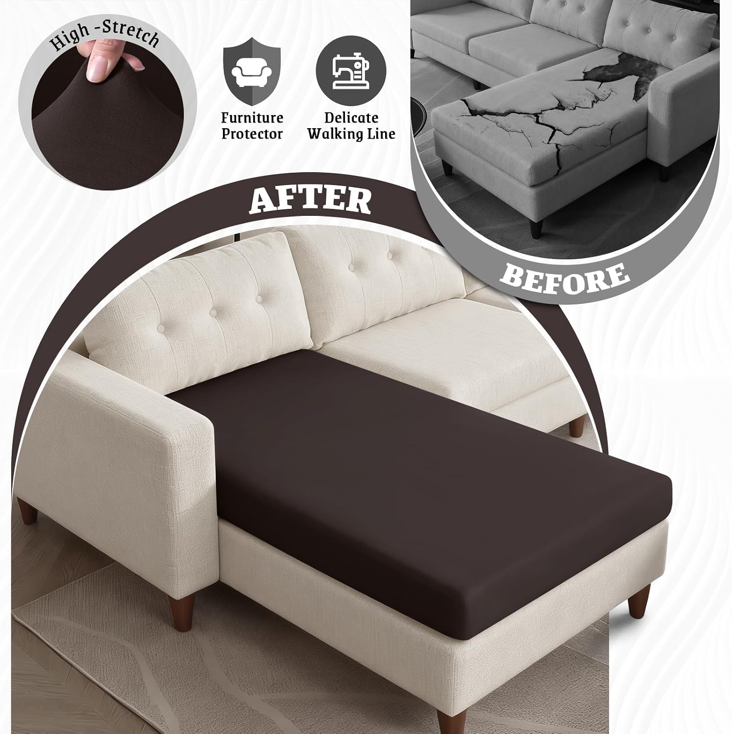 Detalle de KinCam Chaise Cushion Cover, Polyester-Spandex
