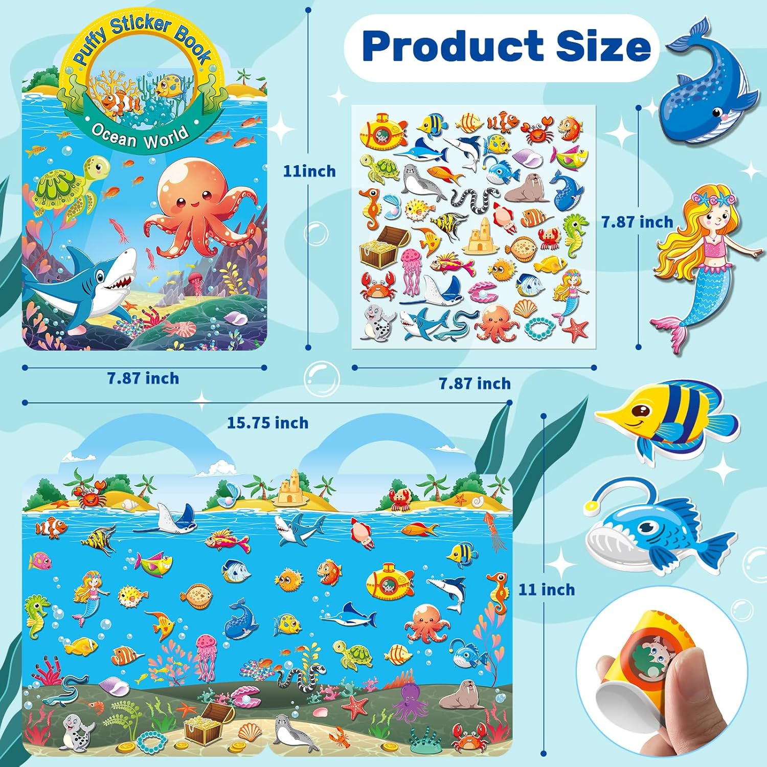 Thumbnail 1 de Elfew 6-Pack Reusable Sticker Book for Toddlers (3D Puffy Stickers)