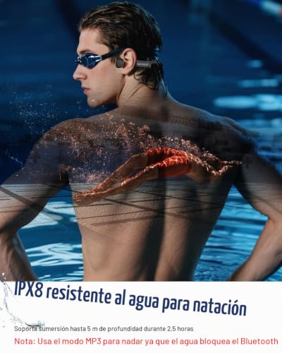 Detalle de ZOVIMAX Auriculares Conducción Ósea para Natación, IPX8, Bluetooth 6.0 y MP3 8 GB