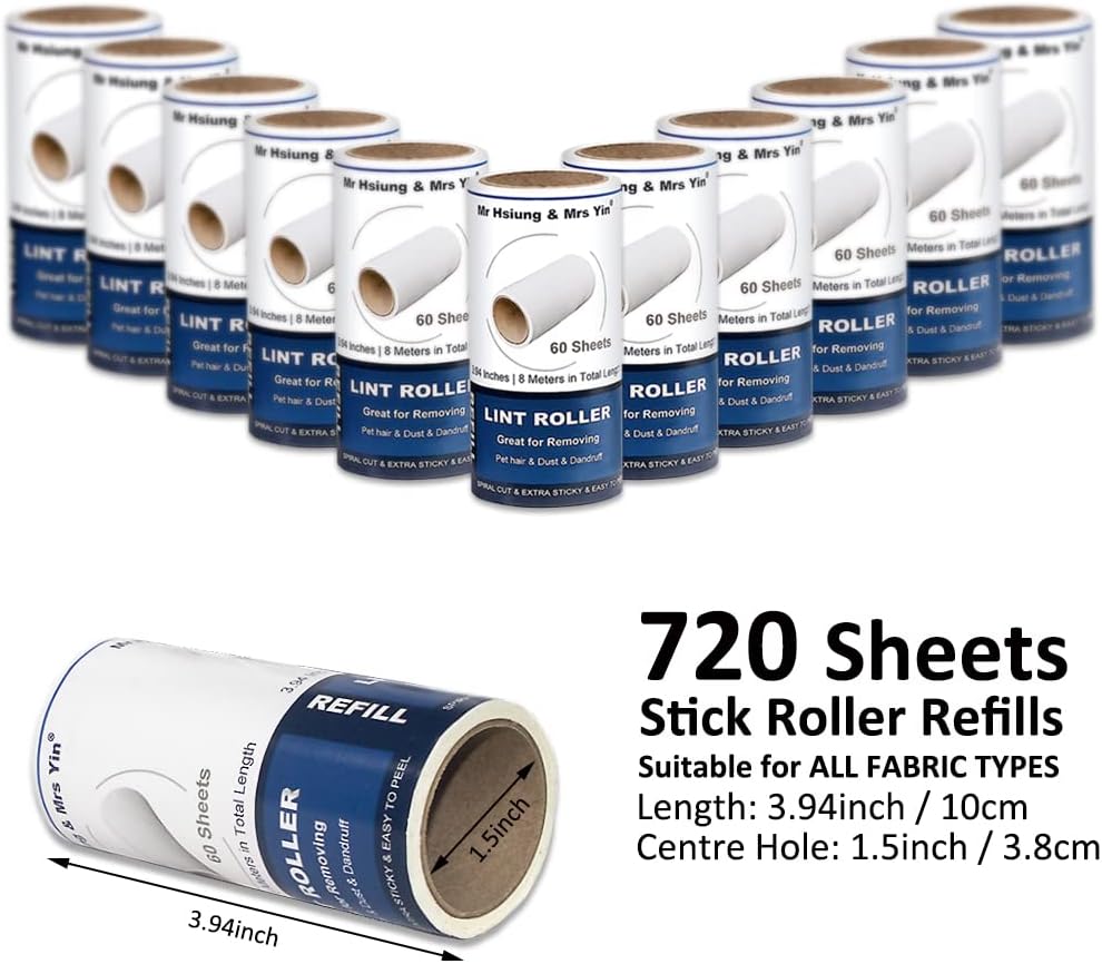 Detalle de 720 Sheets Lint Roller Refills 12 Pack 🧹