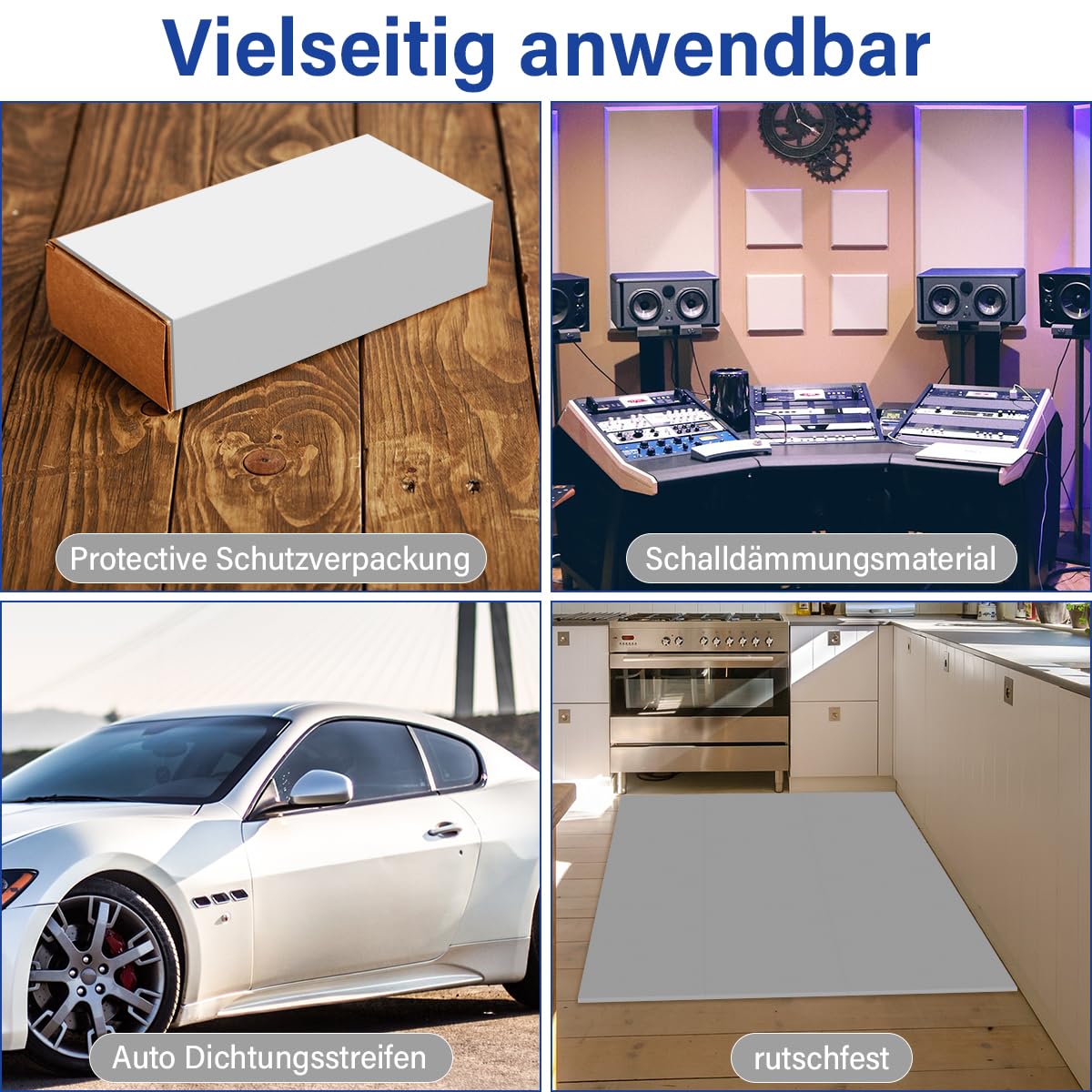 Thumbnail 5 de Selbstklebende Zellkautschuk-Schaumstoffrolle 300 mm × 3 m × 6 mm – DIY-Platte, Weiß