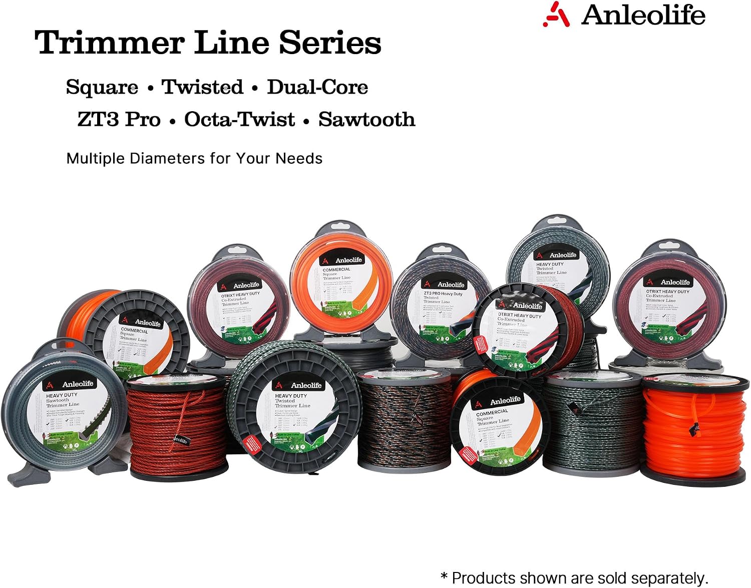 Detalle 2 de Anleolife ANT3/5LB-095/105 .105-Inch Dual-Core Square Trimmer Line, 1,038 ft