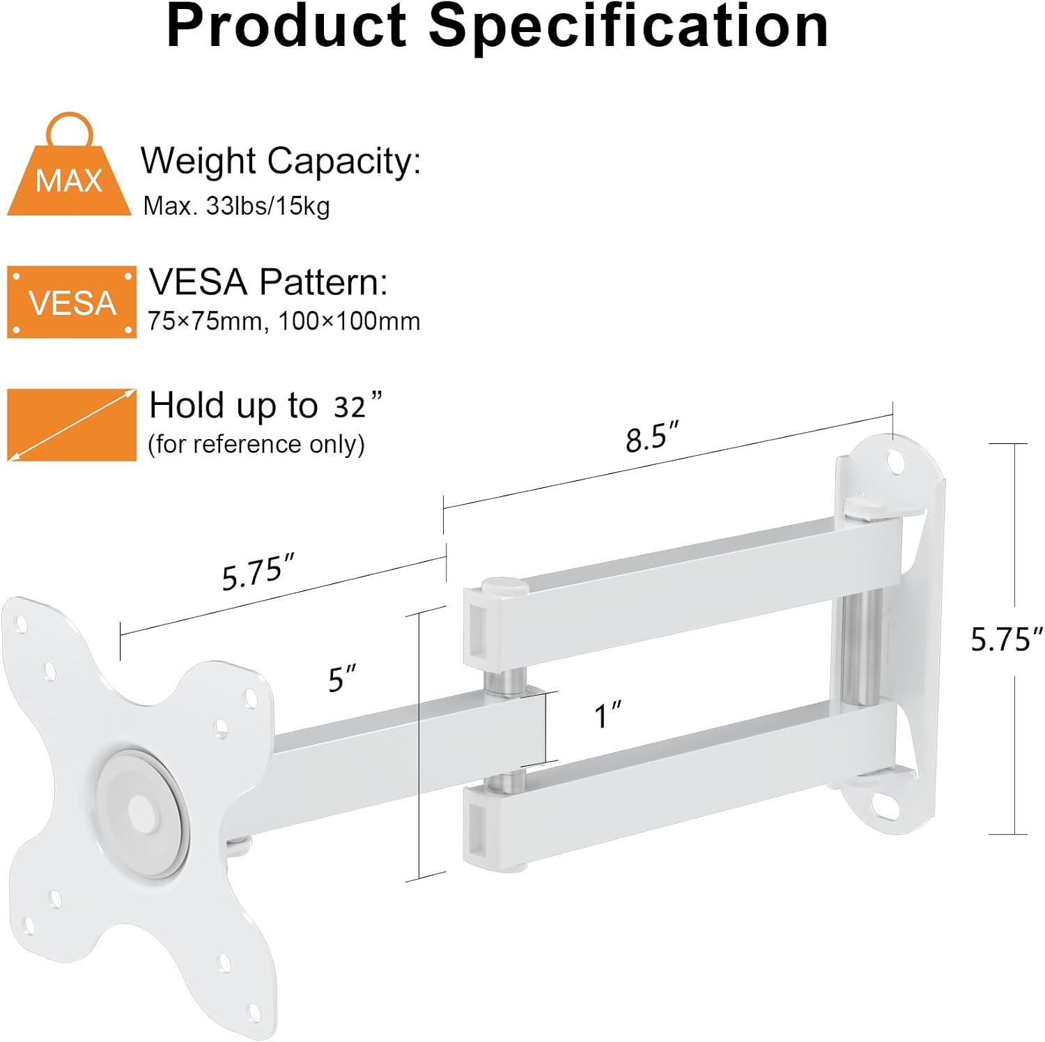 Detalle de XINLEI MA1330W TV Wall Mount: Full Motion Bracket for 13–32 inch TVs