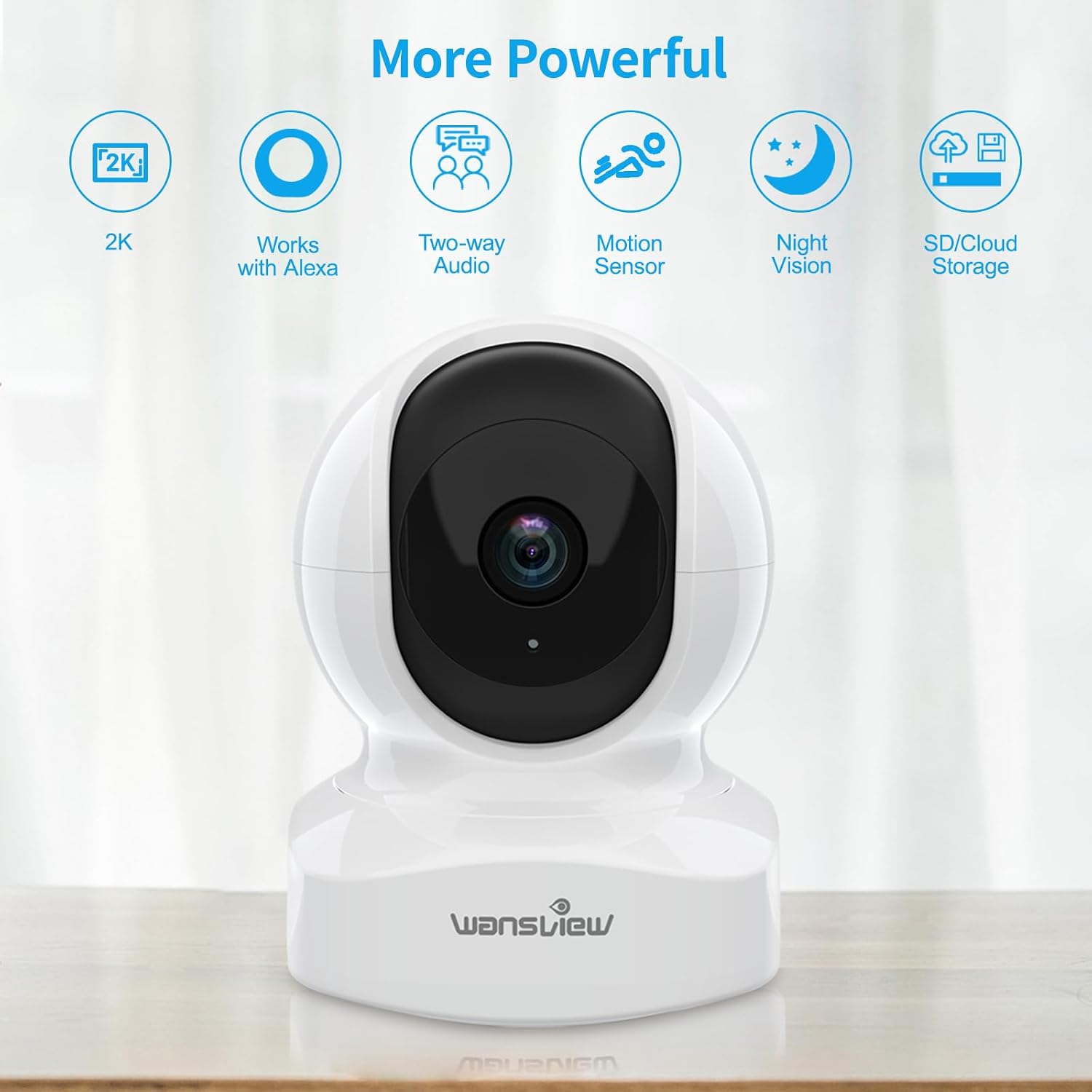 Detalle de Wansview 2K Indoor Pet Camera (Q5 2P): Real-time Pet & Baby Monitoring with 360° Pan/Tilt