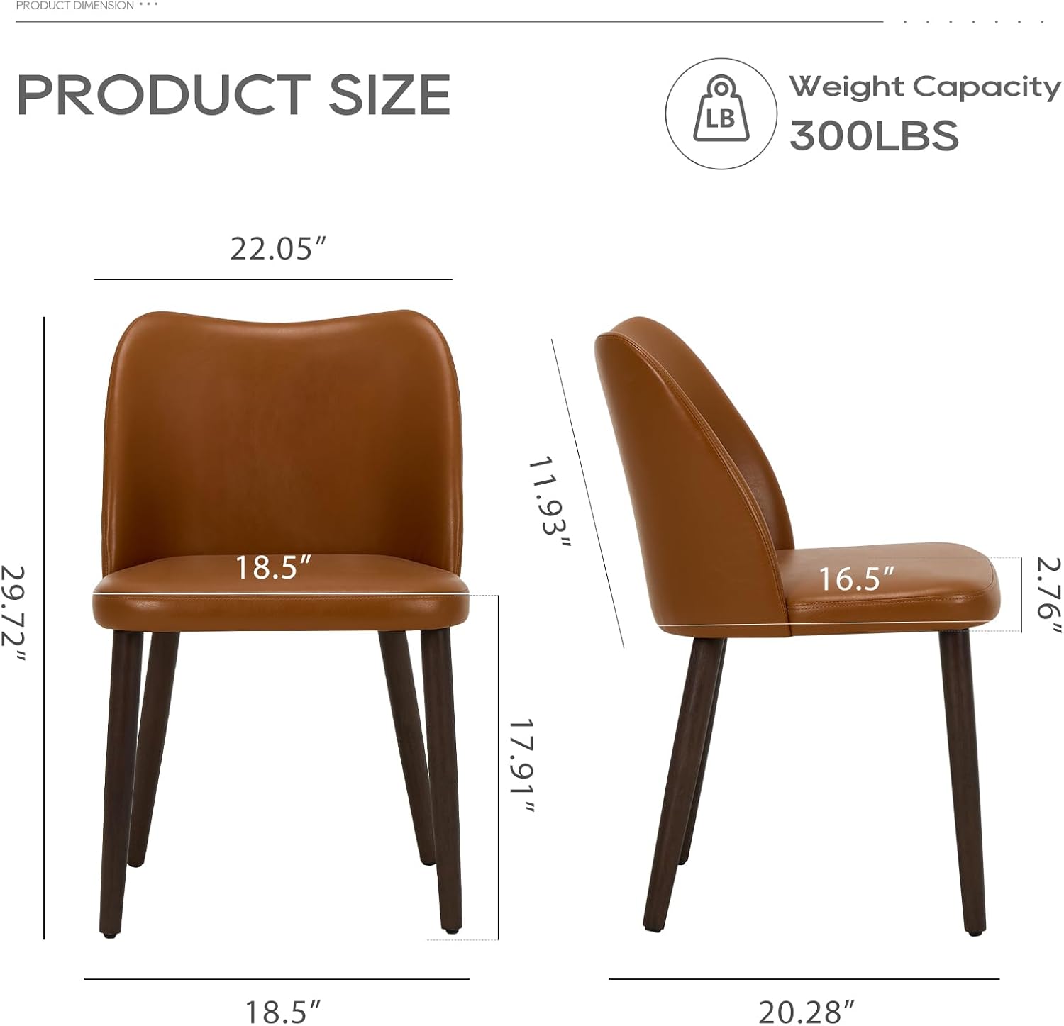 Thumbnail 1 de COLAMY CA3008B Dining Chairs, Set of 2, Light Brown PU Leather