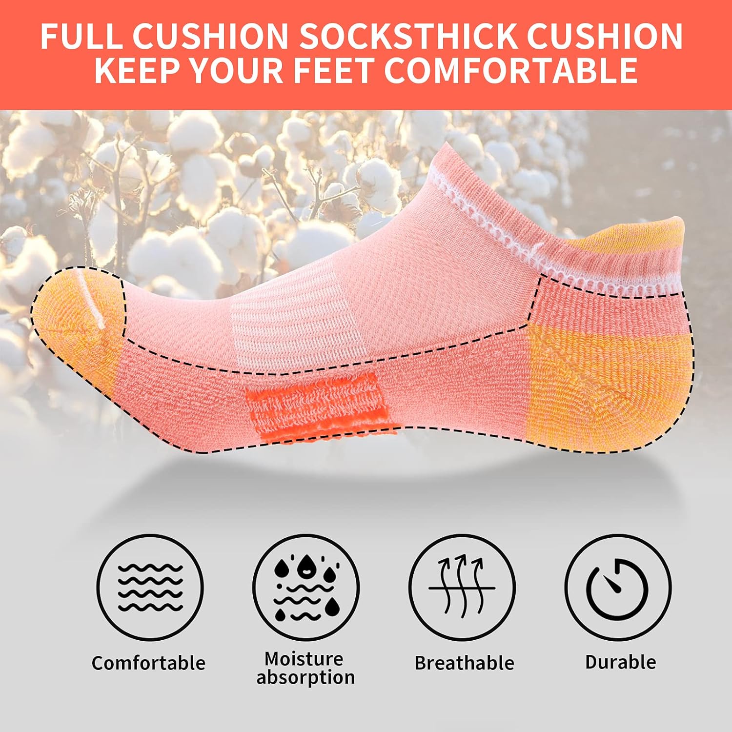 Thumbnail 4 de BUDERMMY Trainer Socks for Women (6 Pairs) – Cushioned Breathable Ankle Sports Socks
